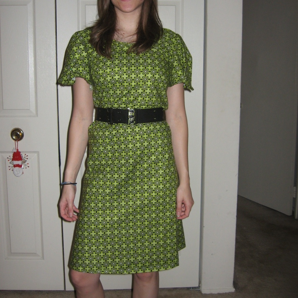 Handmade Vintage Replica Bell Sleeve Green Dress